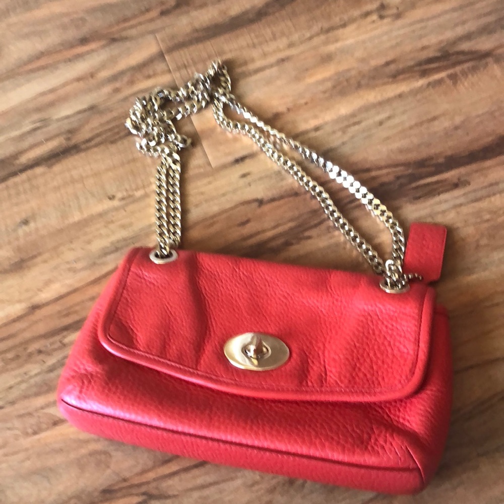 Coach Coral Chain Pebbled Leather Crossbody